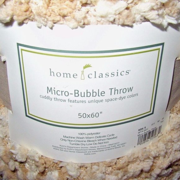 Kohls Ultra Soft Micro Bubble Throw Blanket Beige Ivory Tan Cream Wheat 50X60 - Picture 1 of 2